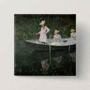 Claude Monet The Boat at Giverny, c.1887 2 Inch Square Button