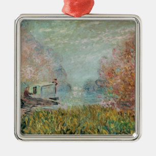 Claude Monet The Boat Studio on the Seine, 1875 Metal Ornament