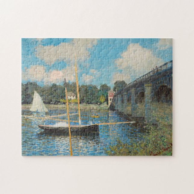 Claude Monet The Bridge at Argenteuil Painting Jigsaw Puzzle (Horizontal)