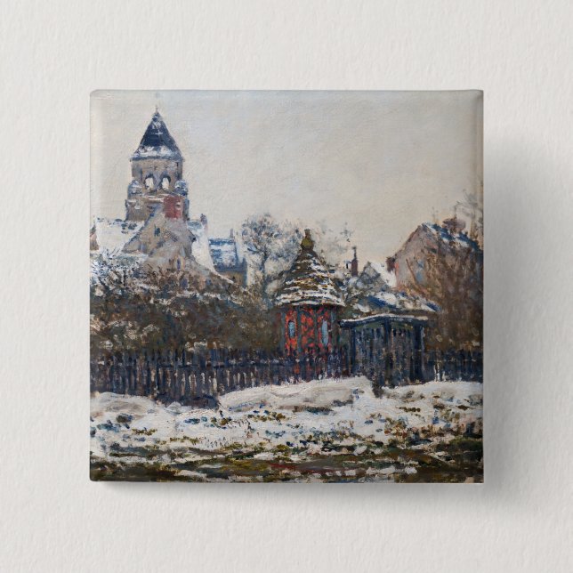 Claude Monet - The Church at Vetheuil 2 Inch Square Button (Front)