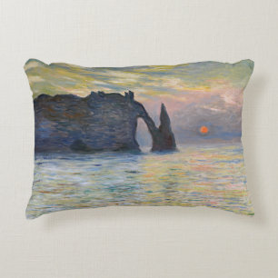 Claude Monet - The Cliff, Etretat, Sunset Accent Pillow