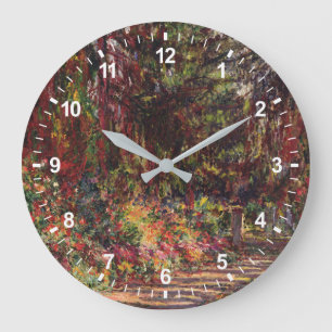 Claude Monet The Garden Path at Giverny Large Clock