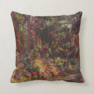 Claude Monet The Garden Path at Giverny Throw Pillow