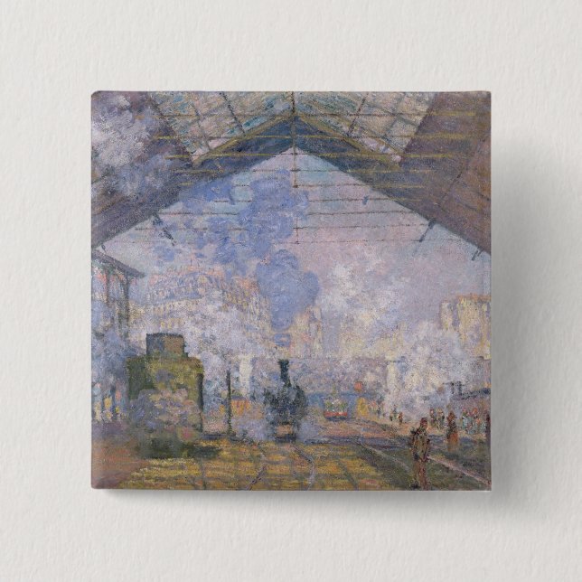 Claude Monet | The Gare St. Lazare, 1877 2 Inch Square Button (Front)