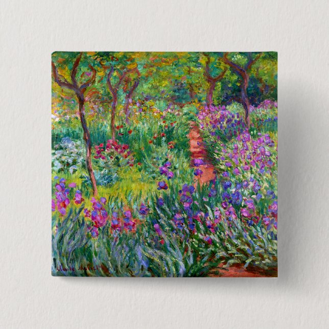 Claude Monet: The Iris Garden at Giverny 2 Inch Square Button (Front)