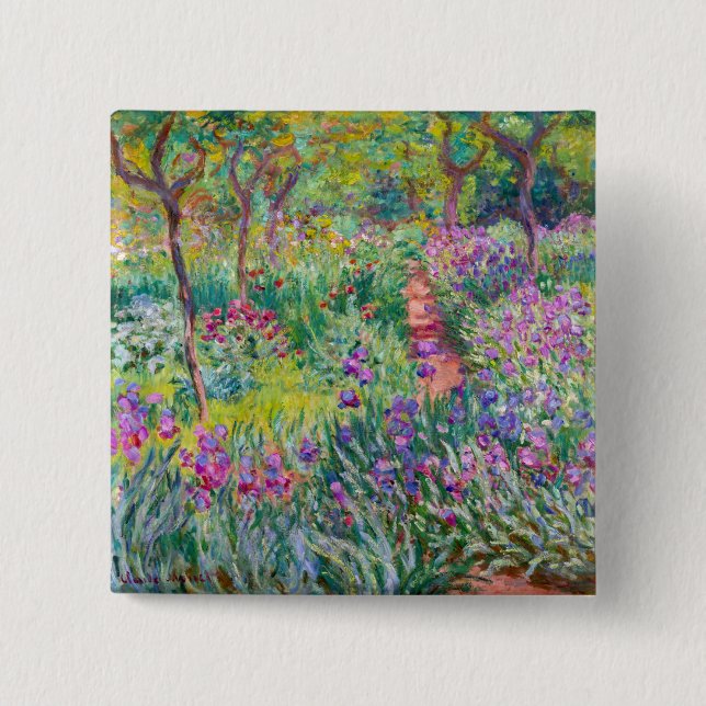 Claude Monet - The Iris Garden at Giverny 2 Inch Square Button (Front)