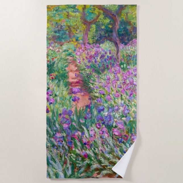 Claude Monet - The Iris Garden at Giverny Beach Towel (Front)