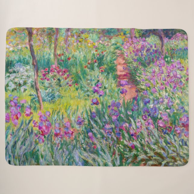 Claude Monet - The Iris Garden at Giverny Sherpa Blanket (Front (Horizontal))
