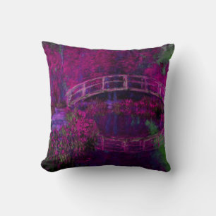 Claude Monet The Japanes Bridge purple Throw Pillow