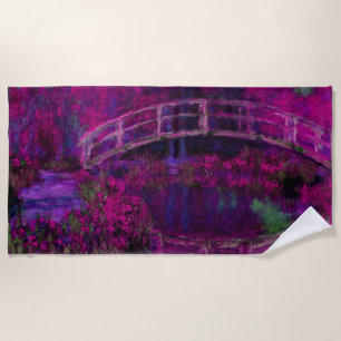 Claude Monet The Japanese Bridge purple Beach Towel