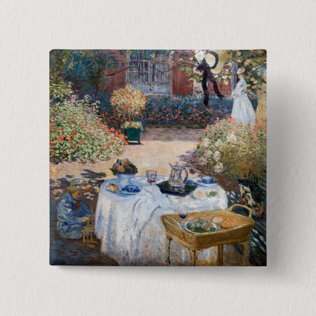 Claude Monet - The Luncheon, decorative panel 2 Inch Square Button (Front)