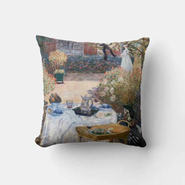 Claude Monet - The Luncheon, decorative panel Throw Pillow (Front)