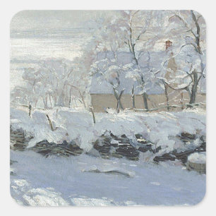 Claude Monet - The Magpie Classic painting Square Sticker