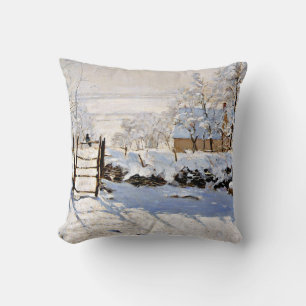 Claude Monet, The Magpie, famous painting, Throw Pillow
