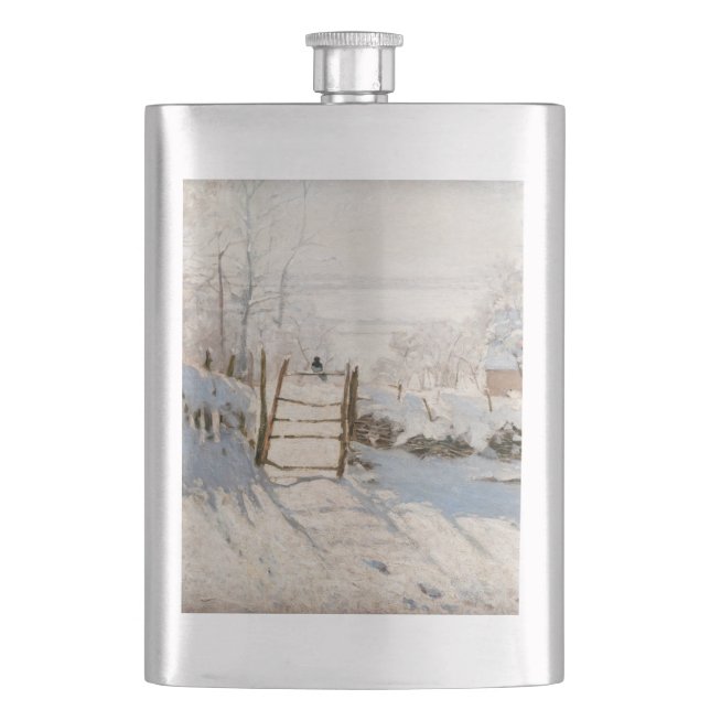 Claude Monet - The Magpie Hip Flask (Front)