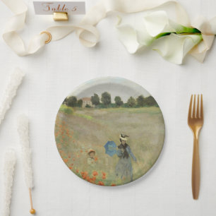 Claude Monet The Poppy Field near Argenteuil Art Paper Plate