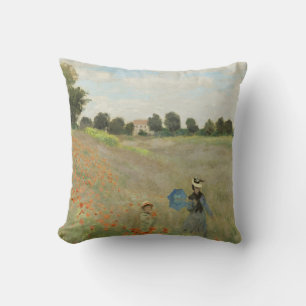 Claude Monet The Poppy Field near Argenteuil Art Throw Pillow