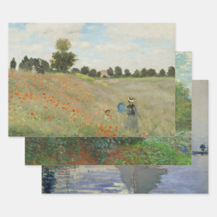 Claude Monet The Poppy Field near Argenteuil Art Wrapping Paper Sheet