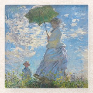 Claude Monet - The Promenade, Woman with a Parasol Glass Coaster