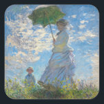 Claude Monet - The Promenade, Woman with a Parasol Square Sticker<br><div class="desc">The Promenade,  Woman with a Parasol / Madame Monet and Her Son / La Promenade / La Femme a l'ombrelle - Claude Monet,  1875</div>