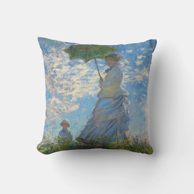 Claude Monet - The Promenade, Woman with a Parasol Throw Pillow (Front)
