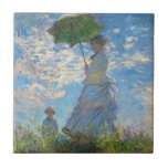 Claude Monet - The Promenade, Woman with a Parasol Tile<br><div class="desc">The Promenade,  Woman with a Parasol / Madame Monet and Her Son / La Promenade / La Femme a l'ombrelle - Claude Monet,  1875</div>