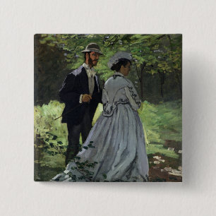 Claude Monet The Promenaders, Bazille, Camille 2 Inch Square Button