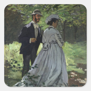 Claude Monet   The Promenaders, Bazille, Camille Square Sticker