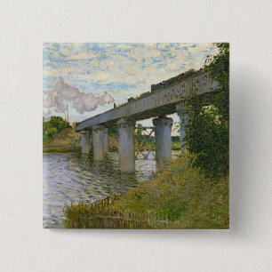 Claude Monet   The Railway Bridge at Argenteuil 2 Inch Square Button