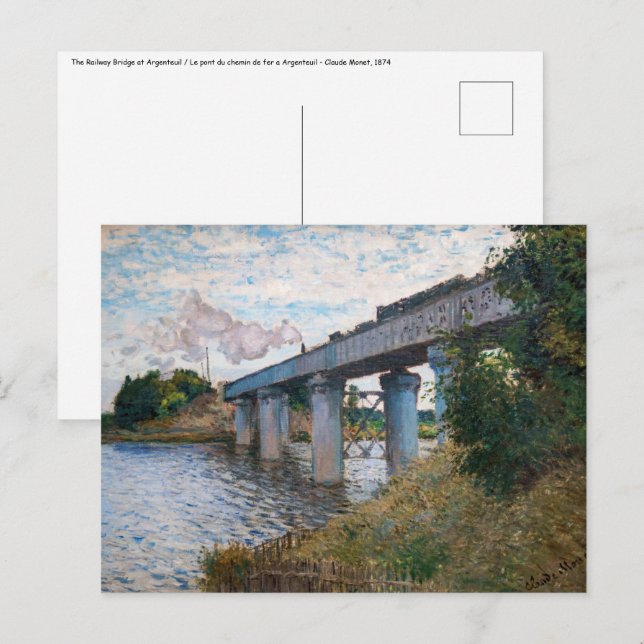 Claude Monet - The Railway Bridge at Argenteuil Postcard (Front/Back)
