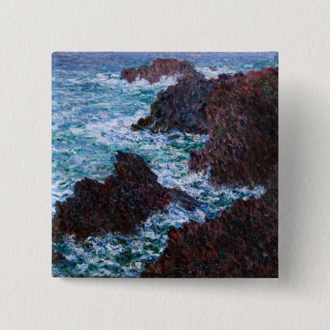 Claude Monet - The Rocks at Belle-Ile, Wild Coast 2 Inch Square Button (Front)