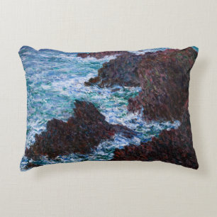 Claude Monet - The Rocks at Belle-Ile, Wild Coast Accent Pillow