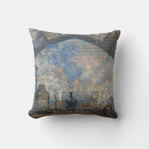 Claude Monet - The Saint-Lazare Station Throw Pillow