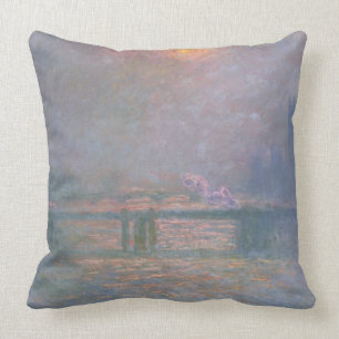 Claude Monet   The Thames with Charing Cross Throw Pillow