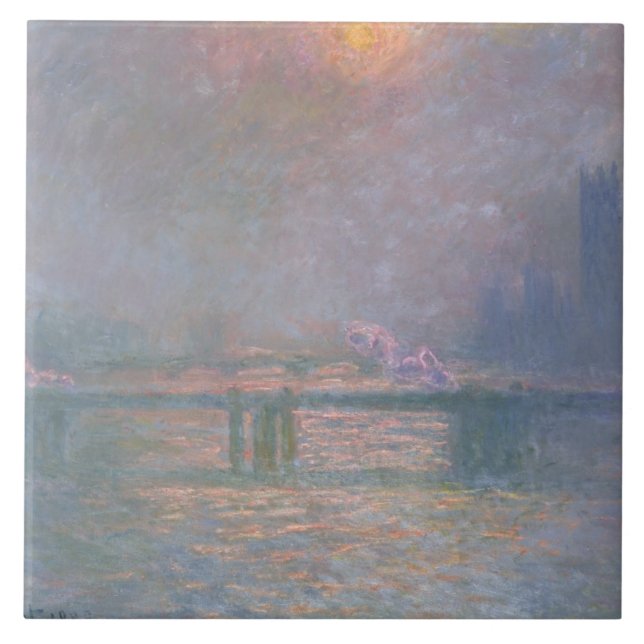 Claude Monet | The Thames with Charing Cross Tile (Front)