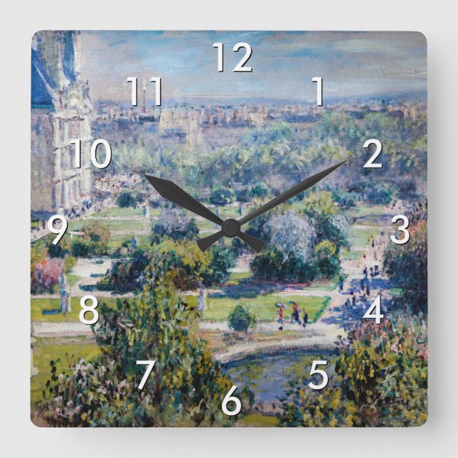 Claude Monet - The Tuileries Gardens Square Wall Clock (Front)