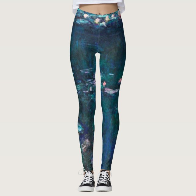 Claude Monet - The Water Lilies - Green Reflection Leggings (Front)
