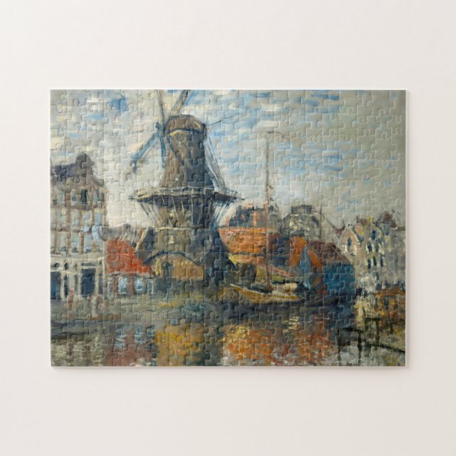 Claude Monet The Windmill Vintage Painting Jigsaw Puzzle (Horizontal)