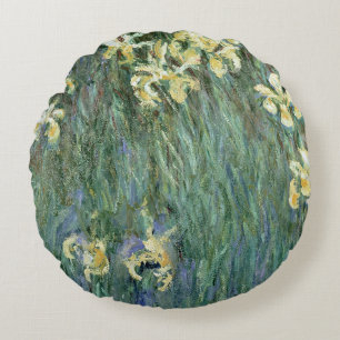 Claude Monet   The Yellow Irises Round Pillow
