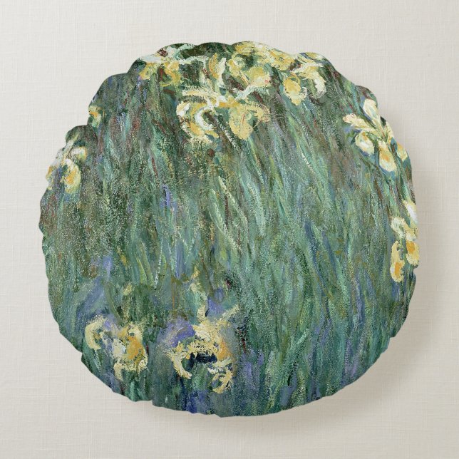 Claude Monet | The Yellow Irises Round Pillow (Front)