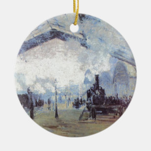 Claude Monet - Train Artwork - Steam Engine Ceramic Ornament
