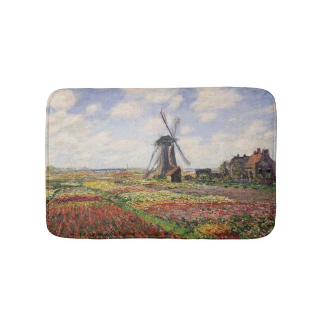 Claude Monet | Tulip Fields Rijnsburg Windmill Bath Mat (Front)