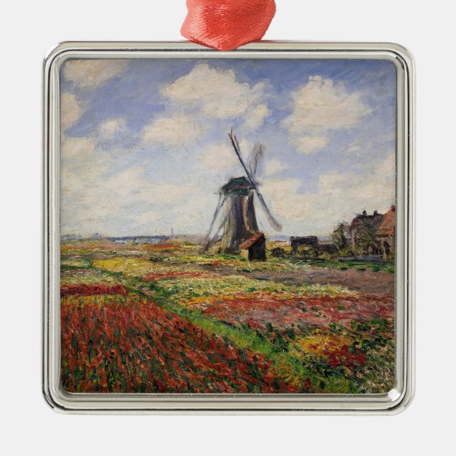 Claude Monet | Tulip Fields Rijnsburg Windmill Metal Ornament (Front)
