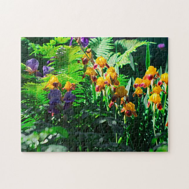 Claude Monet Type Stylized Garden Iris Jigsaw Puzzle (Horizontal)