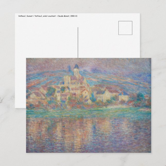 Claude Monet - Vetheuil, Sunset Postcard (Front/Back)