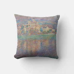 Claude Monet - Vetheuil, Sunset Throw Pillow