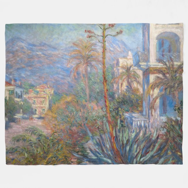 Claude Monet - Villas at Bordighera Fleece Blanket (Front (Horizontal))