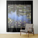 Claude Monet, Water Lilies, 1906, Blue Tapestry<br><div class="desc">Tapestry with the Claude Monet art painting called "Water Lilies" with a black border. "Water Lilies",  1906 painting is a painting with white and pink water lilies on a green and blue background. Customizable.</div>