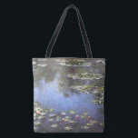 Claude Monet, Water Lilies, 1906, Blue Tote Bag<br><div class="desc">Tote bag with the Claude Monet art painting called "Water Lilies". "Water Lilies",  1906 painting is a painting with white and pink water lilies on a green and blue background. Customizable.</div>
