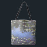 Claude Monet, Water Lilies, 1906, Blue Tote Bag<br><div class="desc">Tote bag with the Claude Monet art painting called "Water Lilies". "Water Lilies",  1906 painting is a painting with white and pink water lilies on a green and blue background. Customizable.</div>